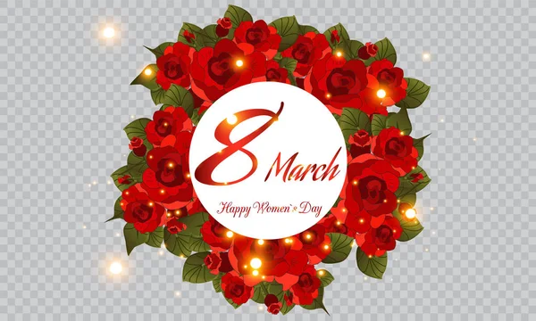 Grußkarten Vorlage Für Den März Frauenurlaub Grußkarte Mit Blumen Rosenstrauß — Stockvektor