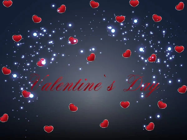 День Святого Валентина Счастливый День Любви Сердечные Цветы Векторная Иллюстрация — стоковый вектор