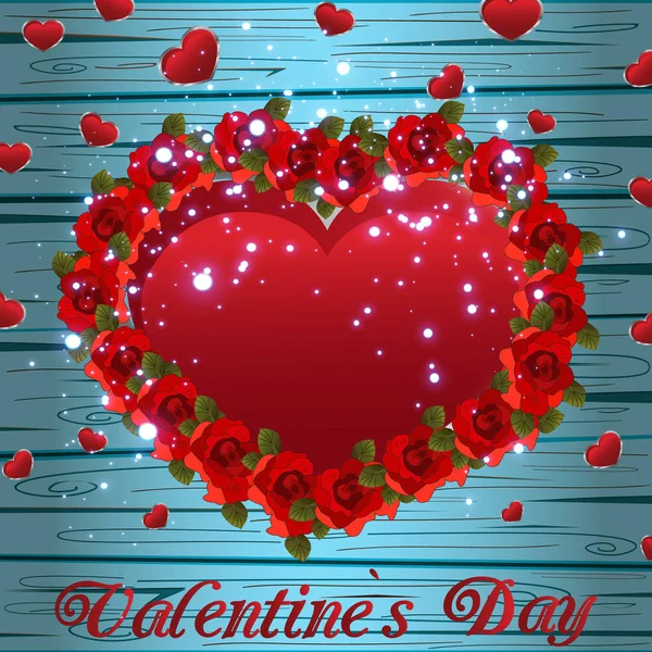 Día San Valentín Feliz Día Amor Flores Corazón Cumplidos Ilustración — Vector de stock