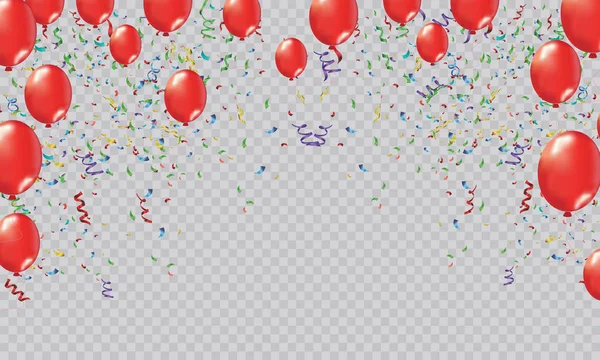 Confettis Colorés Sur Beau Fond Avec Des Ballons Célébration Fête — Image vectorielle