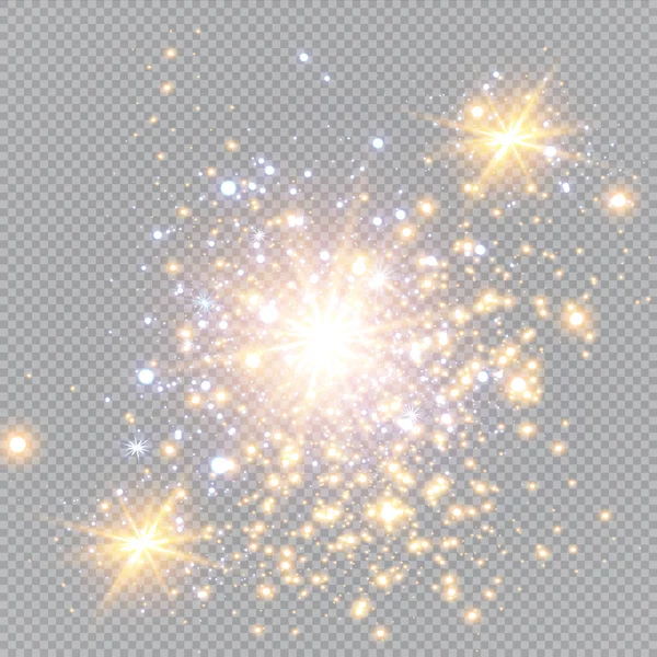白色的火花闪烁着特殊的光芒效果 矢量在透明的背景下闪耀 圣诞节的抽象图案 闪烁的魔法尘埃粒子 — 图库矢量图片