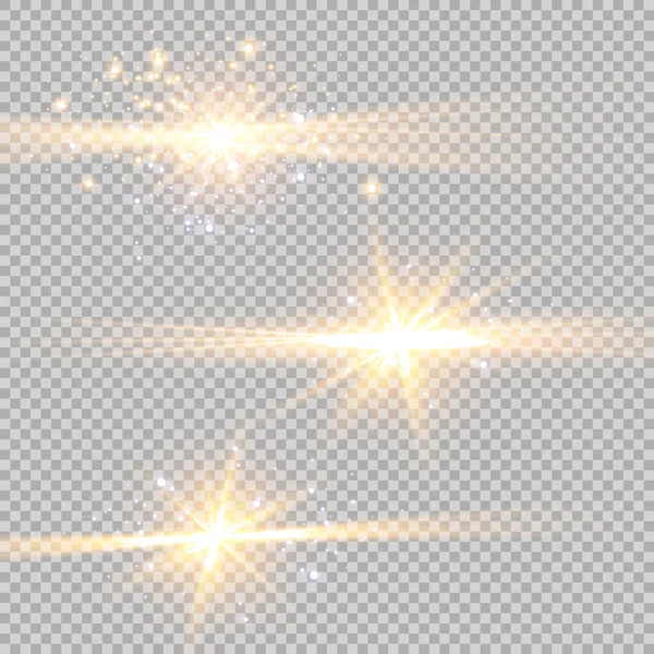 Ilustração Vetorial Raios Luz Flare Abstratos Conjunto Estrelas Luz Brilho — Vetor de Stock