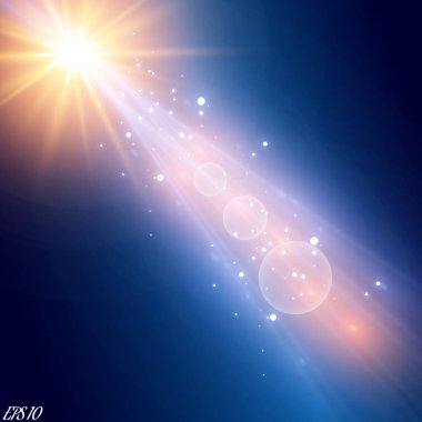 Soyut ışık ışınlarının vektör illüstrasyonu. Bir dizi yıldız, ışık ve ışıltı, ışınlar ve parlaklık. Parlak ışık efekti. Vektör çizimi. Noel flaşı Konsepti.