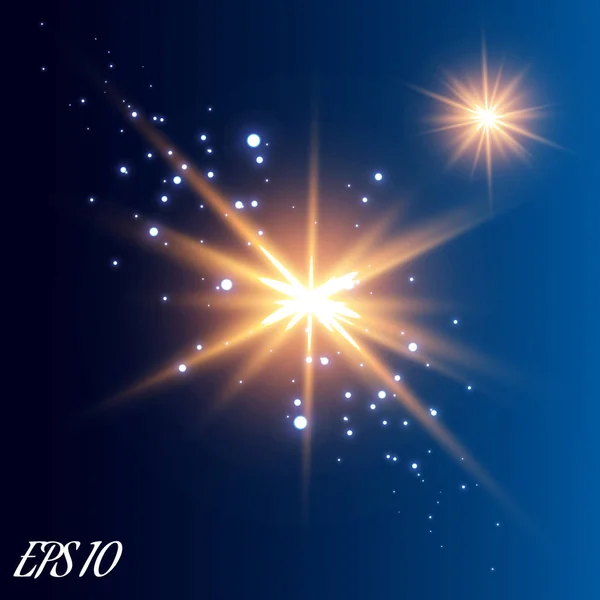 Ilustração Vetorial Raios Luz Flare Abstratos Conjunto Estrelas Luz Brilho —  Vetores de Stock