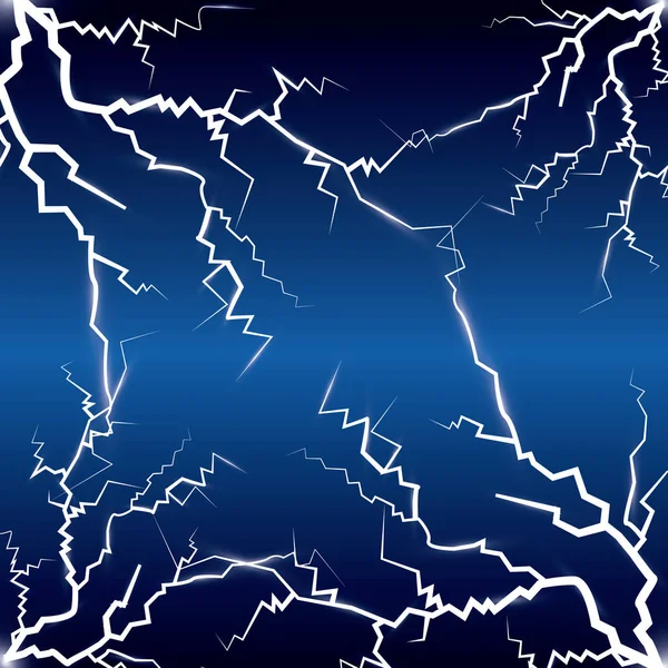 Ilustration 闪电和灯光的影响 雷电在深蓝色背景 天然力量或魔力的象征 电和爆炸 — 图库矢量图片
