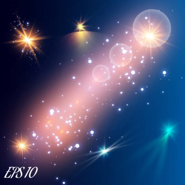 Beyaz kıvılcımlar özel ışık efekti. Şeffaf arkaplanda vektör ışıltısı. Noel soyut kalıbı. Parıldayan sihirli toz parçacıkları