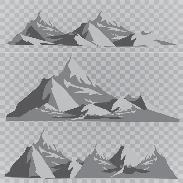 Siluetas Montañosas Sobre Fondo Blanco Conjunto Vectorial Elementos Diseño Exterior — Archivo Imágenes Vectoriales