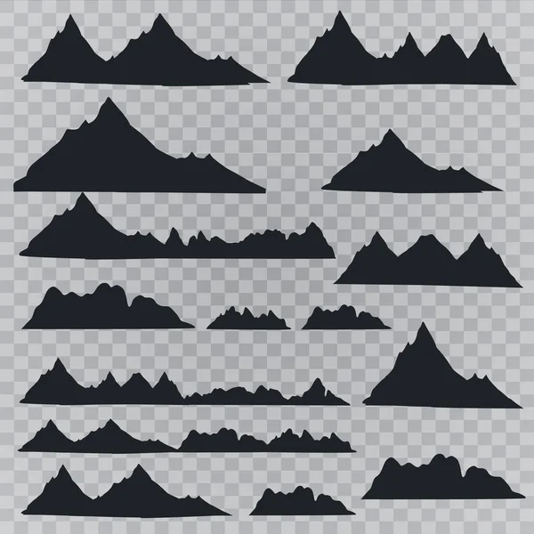 白い背景に山のシルエット 屋外設計要素のベクトルセット — ストックベクタ