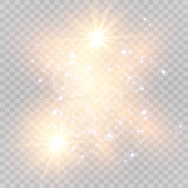 Witte Vonken Glinsteren Speciale Lichteffect Vector Schittert Transparante Achtergrond Kerst — Stockvector