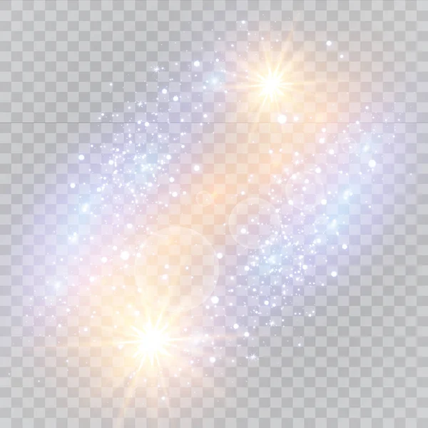 White Sparks Glitter Special Light Effect Vector Sparkles Transparent Background — Stock Vector