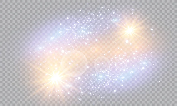 Illustration Vectorielle Rayons Lumineux Fusée Éclairante Abstraits Ensemble Étoiles Lumière — Image vectorielle