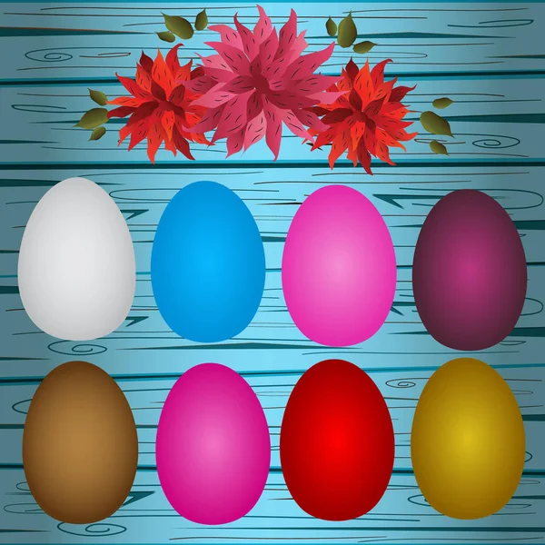 Feliz Pascua Huevos Pascua Color Con Diferentes Patrones Conjunto Huevos — Vector de stock