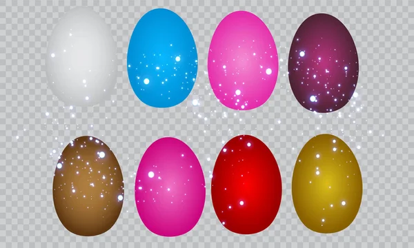 Buona Pasqua Colore Uova Pasqua Insieme Con Diversi Modelli Set — Vettoriale Stock