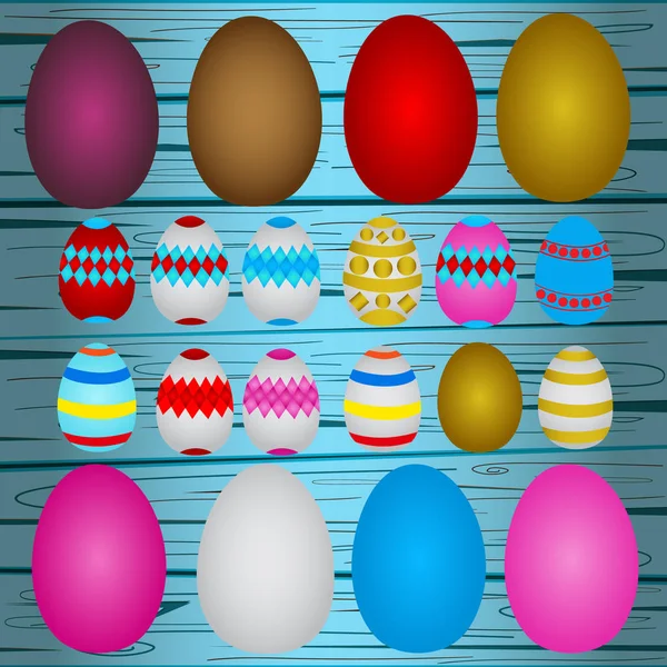 Joyeux Pâques Couleur Oeufs Pâques Ensemble Avec Des Motifs Différents — Image vectorielle