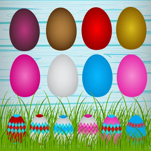 Buona Pasqua Colore Uova Pasqua Insieme Con Diversi Modelli Set — Vettoriale Stock