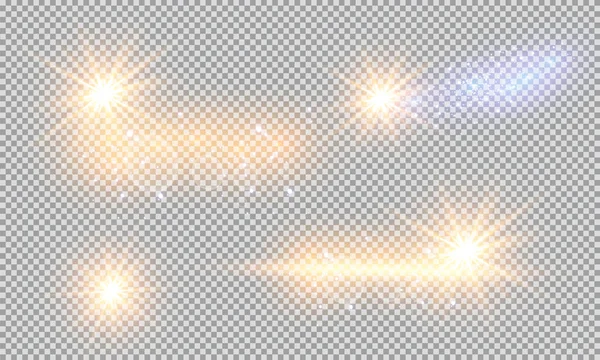 Vektorová Ilustrace Abstraktních Světelných Paprsků Sada Hvězd Světla Záře Paprsky — Stockový vektor