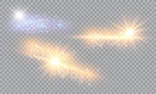 Vektorillustration Abstrakter Flare Light Strahlen Ein Satz Sterne Licht Und — Stockvektor