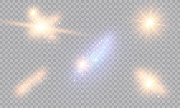 抽象フレア光線のベクトル図 光と輝き 光線と明るさのセット 光の効果だ ベクトルイラスト クリスマス フラッシュのコンセプト — ストックベクタ