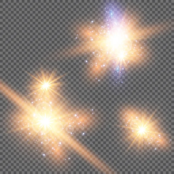 Vektorillustrasjon Abstrakt Lysstråle Sett Med Stjerner Lys Stråling Stråler Lysstyrke – stockvektor