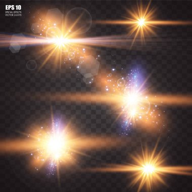 Parlaklık ışık efekti. Vektör Illustration. Noel flaş kavramı. Soyut parlama ışık ışınları vektör Illustration. Yıldız, ışık ve parlaklık, ışınları ve parlaklığı bir dizi. Parlaklık ışık efekti.