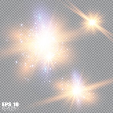 Parlaklık ışık efekti. Vektör Illustration. Noel flaş kavramı. Soyut parlama ışık ışınları vektör Illustration. Yıldız, ışık ve parlaklık, ışınları ve parlaklığı bir dizi. Parlaklık ışık efekti.