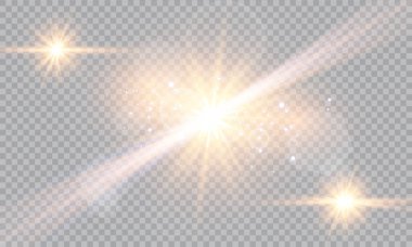 Parlaklık ışık efekti. Vektör Illustration. Noel flaş kavramı. Soyut parlama ışık ışınları vektör Illustration. Yıldız, ışık ve parlaklık, ışınları ve parlaklığı bir dizi. Parlaklık ışık efekti.