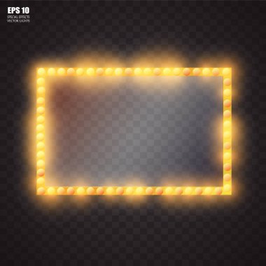 Altın ışıkları ile izole makyaj aynası. Vektör çizim 