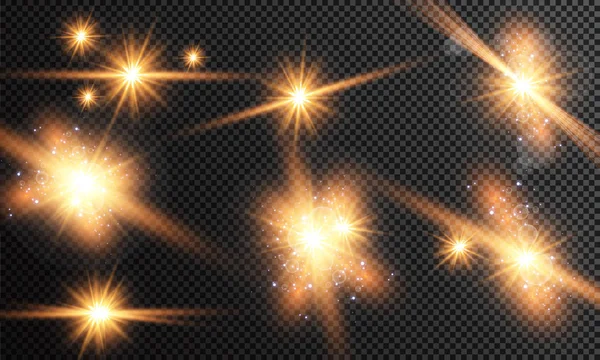 发光效果 向量例证 圣诞闪光概念 抽象耀斑射线的向量例证 一组星星 光和光芒 光线和亮度 发光效果 — 图库矢量图片