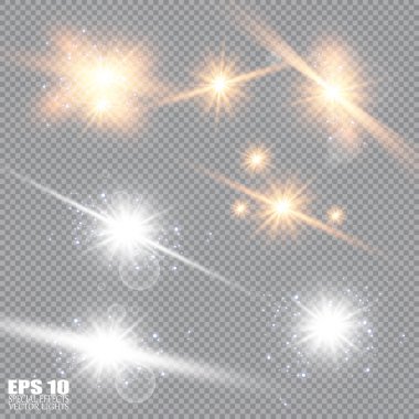 Parlaklık ışık efekti. Vektör Illustration. Noel flaş kavramı. Soyut parlama ışık ışınları vektör Illustration. Yıldız, ışık ve parlaklık, ışınları ve parlaklığı bir dizi. Parlaklık ışık efekti.