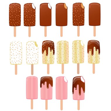 Vektör dondurma illüstrasyonkoleksiyonu. Dondurma İllüstrasyon 
