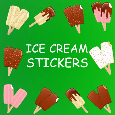 Vektör dondurma illüstrasyonkoleksiyonu. Dondurma İllüstrasyon 