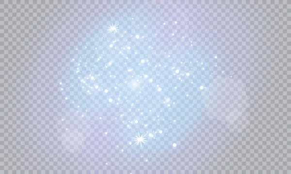 ダスト ホワイト 白い火花し 特殊な光で輝く黄金の星 ベクトルの背景は透明で輝き クリスマスの抽象的なパターン 輝く魔法の塵の粒子 — ストックベクタ