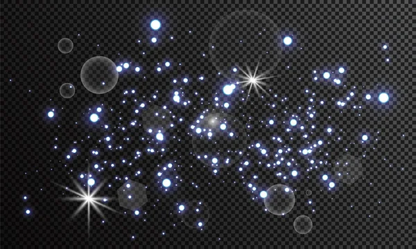 Poussière Blanche Des Étincelles Blanches Des Étoiles Dorées Brillent Avec — Image vectorielle