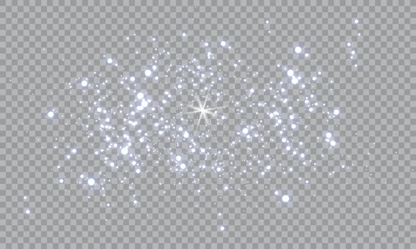 灰尘白色 白色的火花和金色的星星闪耀着特别的光芒 矢量在透明背景上闪烁 圣诞节的抽象模式 闪亮的神奇尘埃粒子 — 图库矢量图片