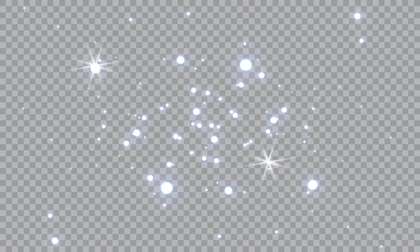 Branco Poeira Faíscas Brancas Estrelas Douradas Brilham Com Luz Especial — Vetor de Stock