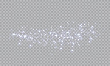Dust white. White sparks and golden stars shine with special light. Vector sparkles on a transparent background. Christmas abstract pattern. Sparkling magical dust particles. clipart