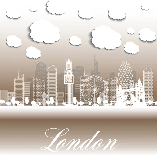 Papier Mooie Illustratie Overzicht Welkom Londen Engeland Vector Illustratie Zakelijk — Stockvector
