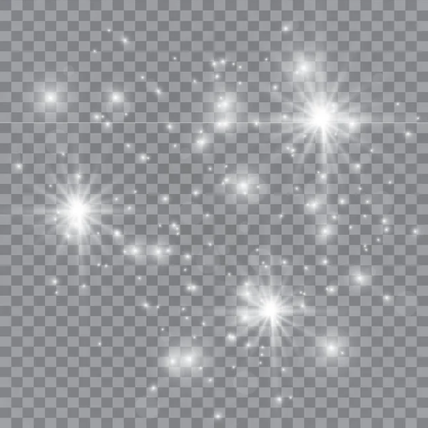 Biały Pył Iskry Białe Złote Gwiazdy Świecą Światłem Specjalne Wektor — Wektor stockowy