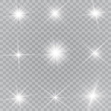 Parlaklık ışık efekti. Vektör Illustration. Noel flaş kavramı. Soyut parlama ışık ışınları vektör Illustration. Yıldız, ışık ve parlaklık, ışınları ve parlaklığı bir dizi. Parlaklık ışık efekti.