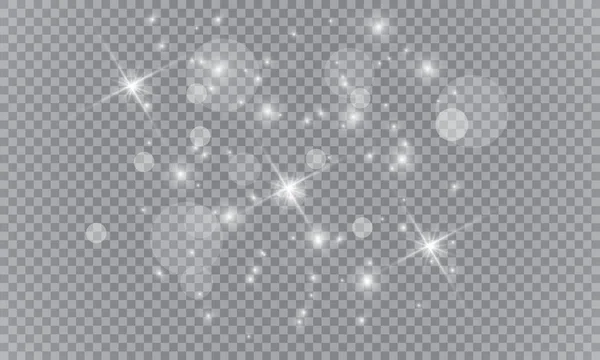 Branco Poeira Faíscas Brancas Estrelas Douradas Brilham Com Luz Especial —  Vetores de Stock