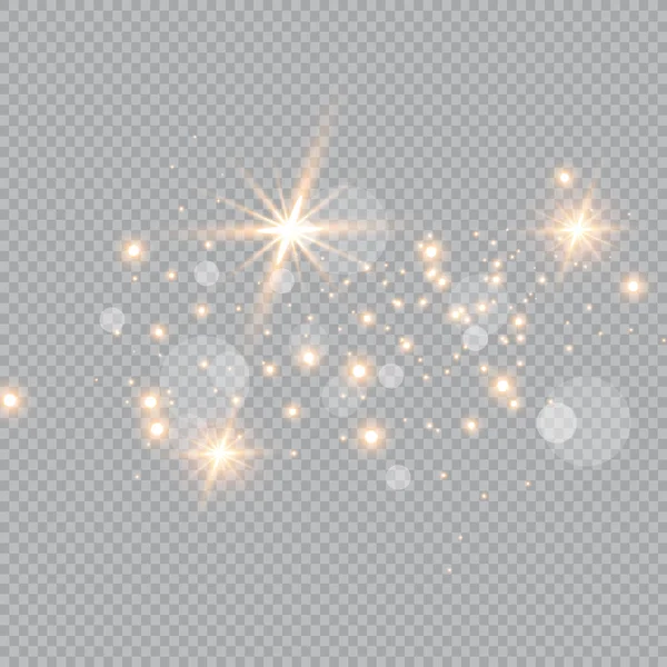 Branco Poeira Faíscas Brancas Estrelas Douradas Brilham Com Luz Especial —  Vetores de Stock