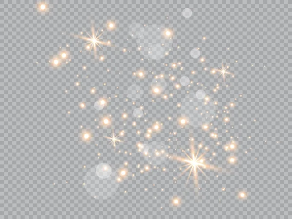 Dust White White Sparks Golden Stars Shine Special Light Vector — Stock Vector