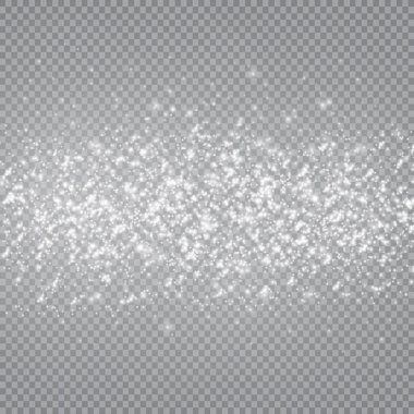 Dust white. White sparks and golden stars shine with special light. Vector sparkles on a transparent background. Christmas abstract pattern. Sparkling magical dust particles. clipart