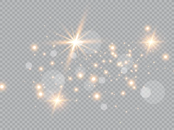 Dust White White Sparks Golden Stars Shine Special Light Vector — Stock Vector