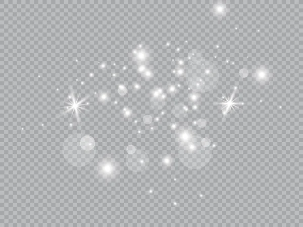 Polvo Blanco Las Chispas Blancas Las Estrellas Doradas Brillan Con — Archivo Imágenes Vectoriales