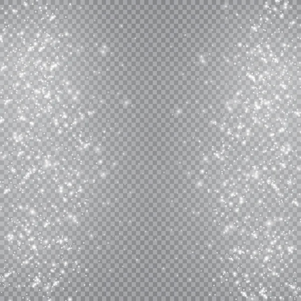 Polvo Blanco Las Chispas Blancas Las Estrellas Doradas Brillan Con — Archivo Imágenes Vectoriales