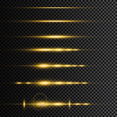 Parlak ışık efektli soyut çizgiler. Özel ışık efekti. Şeffaf arkaplanda parlak çizgiler. Çizgi vektörü.