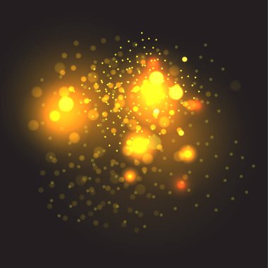 Vector golden particles. Glowing yellow bokeh clipart