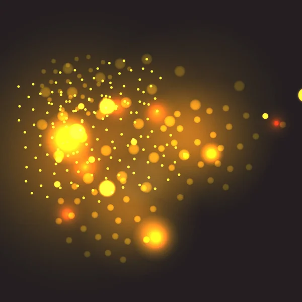 Vector Partículas Doradas Bokeh Amarillo Brillante — Archivo Imágenes Vectoriales