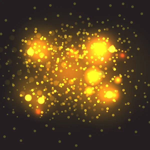 Vector Partículas Doradas Bokeh Amarillo Brillante — Archivo Imágenes Vectoriales